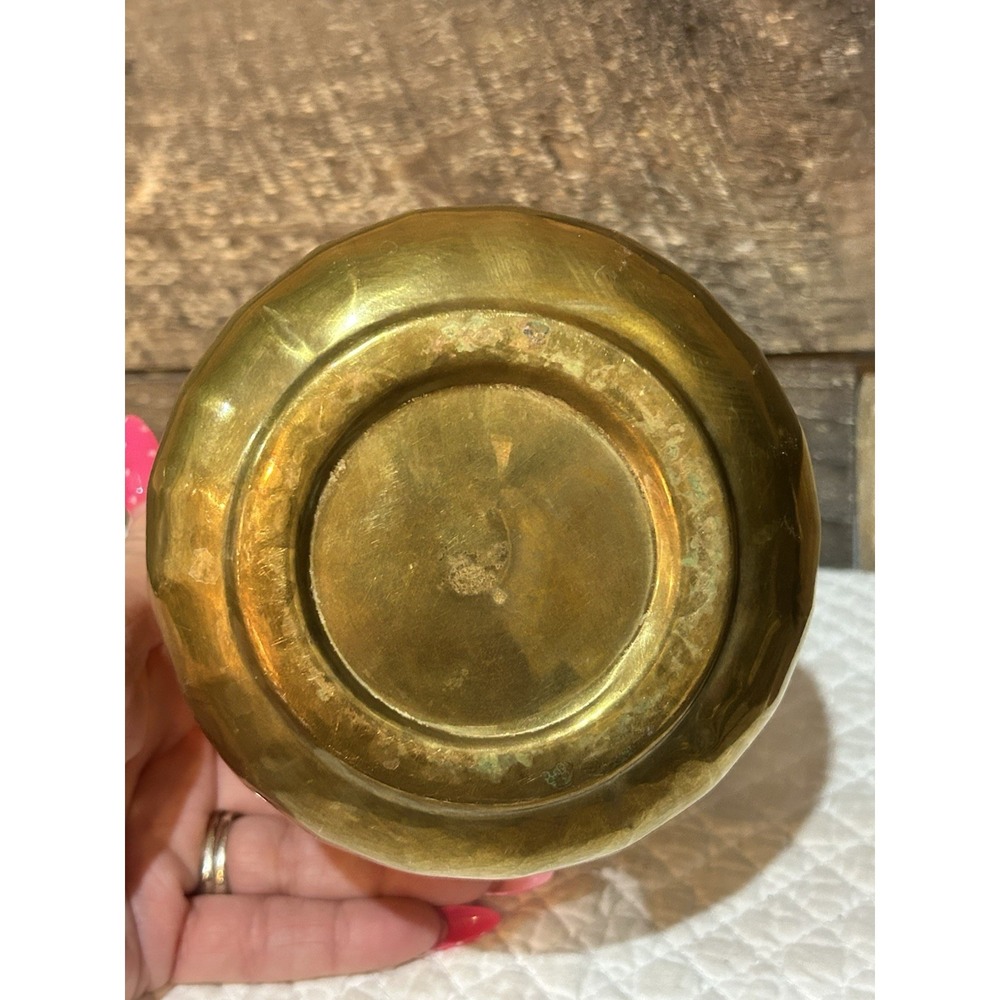 Unbranded Brass Planter Canister Made In India 5" x 4" VTG - Picture 5 of 5